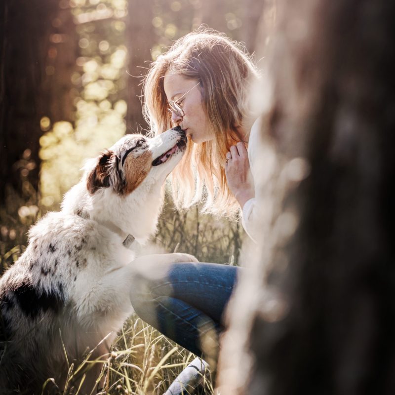 Sky et Justine, la fondatrice de Éduc au Poilpret, en séance d'éducation canine dans la nature – Complicité et bien-être canin